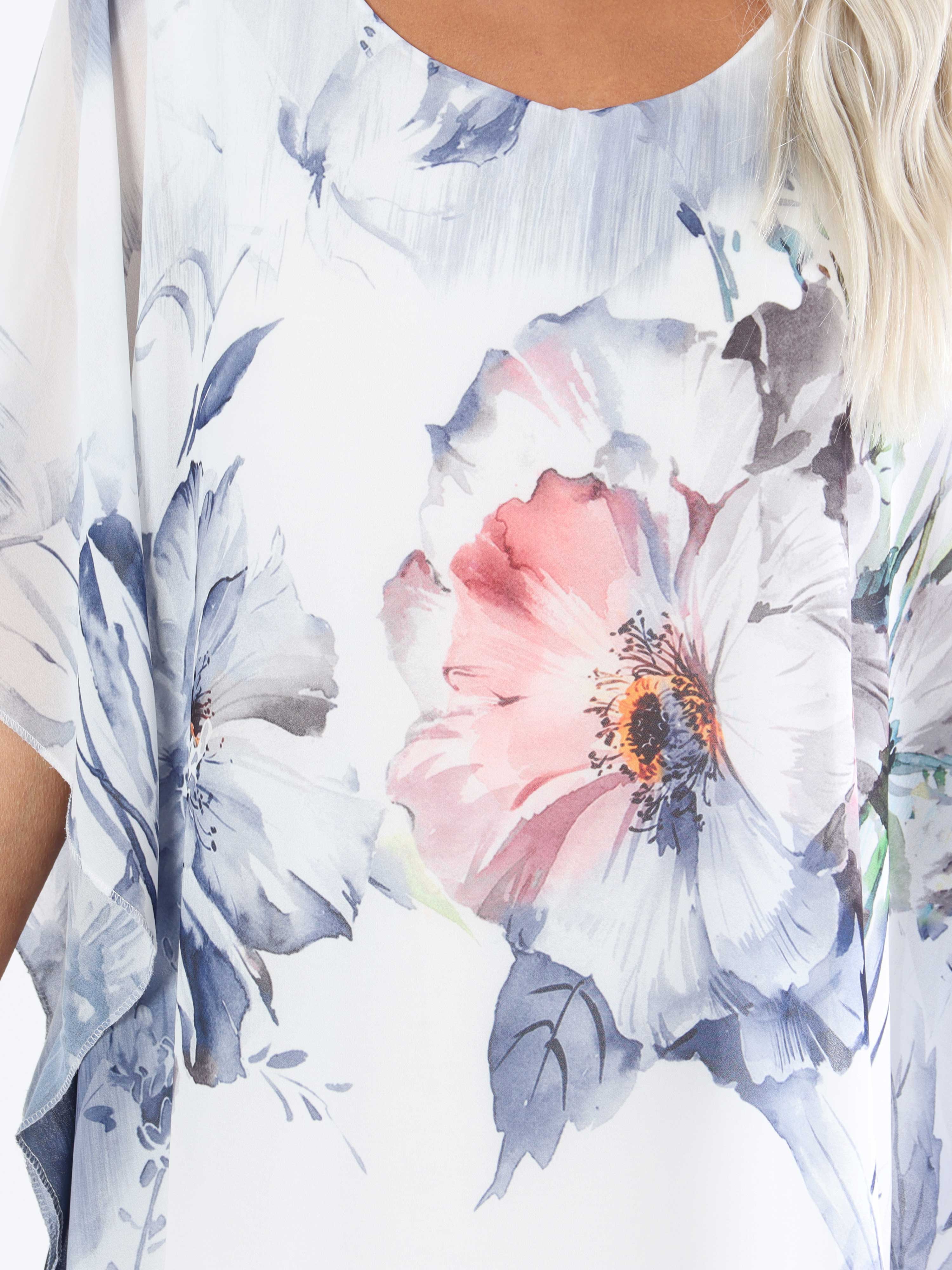 Senja - Plus size-klänning i chiffong och underkjol i viskos